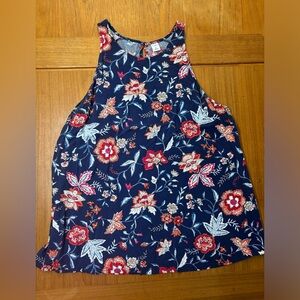 Old Navy Navy Blue Floral Tank Top